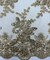 Champagne Floral Embroidered Lace Table Runner by the Yard, 14" Wide Sequin Mesh Lace Trim with Scalloped Edges